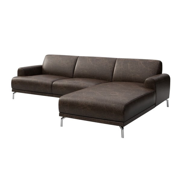 Tamsiai ruda odinė kampinė sofa MESONICA Puzo, dešinysis kampas-image-2