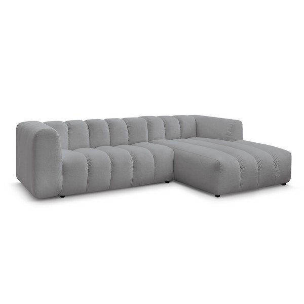 Šviesiai pilkos spalvos kampinė sofa (su dešiniuoju kampu/su gultu) Talia – Bobochic Paris-image-3