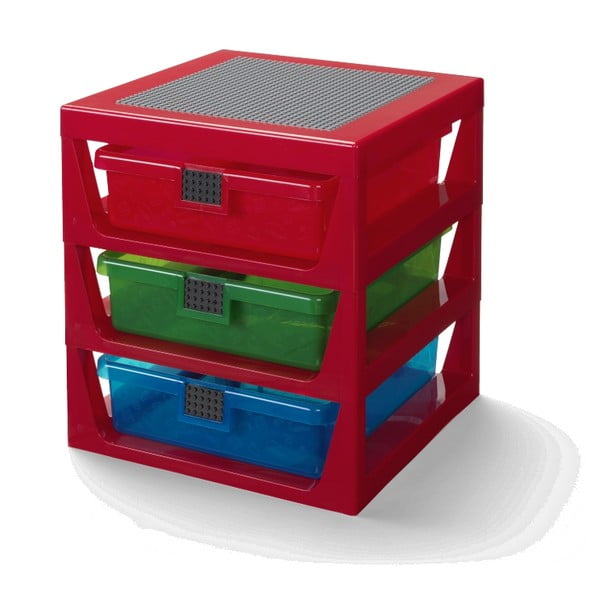 Raudonas daiktų organizatorius su 3 stalčiais LEGO® Storage