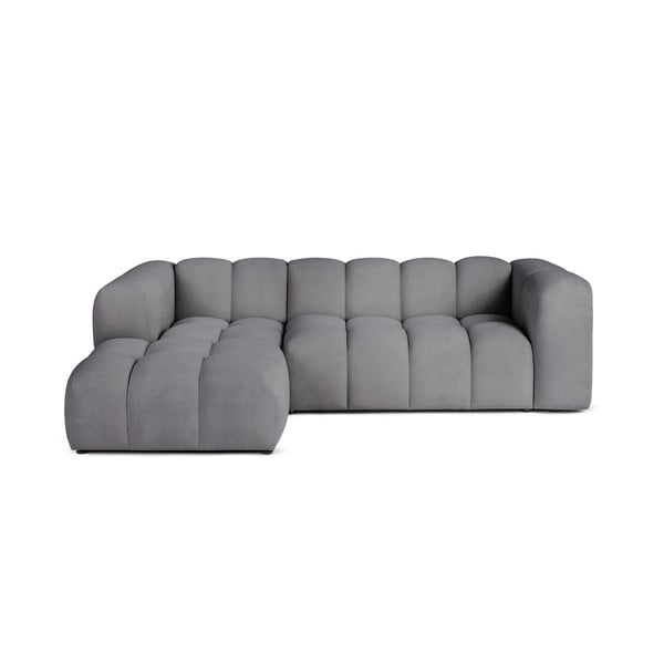 Pilkos spalvos iš velveto kampinė sofa (su kairiuoju kampu/su gultu) Cube – Bonami Selection