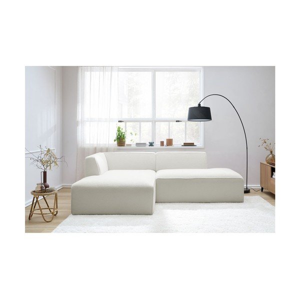 Baltos spalvos iš boucle modulinė kampinė sofa (su kairiuoju kampu/„L“ formos) Megeve – Bobochic Paris-image-1