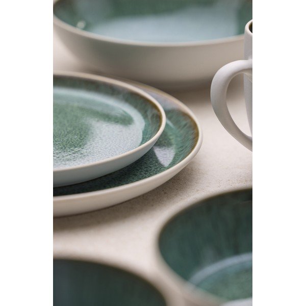 Baltos spalvos/žalios spalvos desertinė iš akmens masės lėkštė ø 21 cm Gastro White/Green – Bitz-image-1