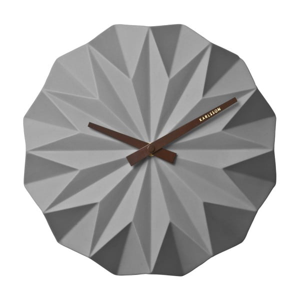 Pilkas sieninis laikrodis Karlsson Origami