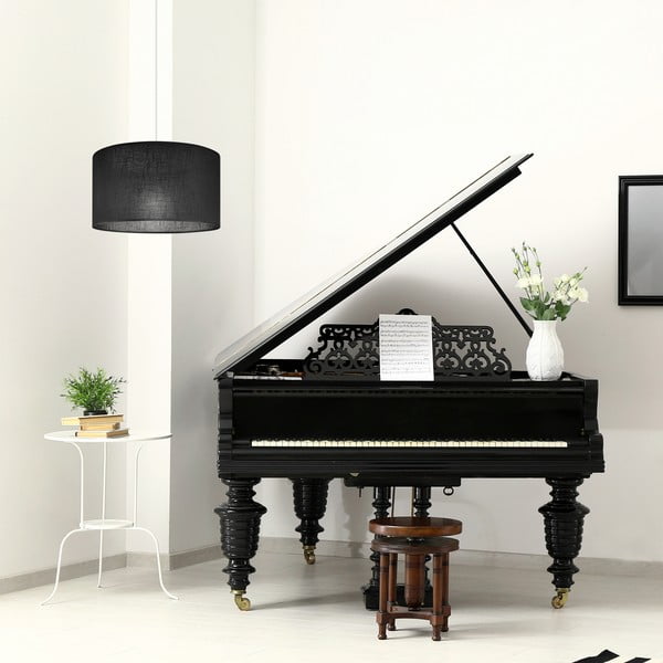 Kabantis šviestuvas juodos spalvos ø 35 cm su tekstiliniu gaubtu Vivian – LAMKUR-image-2