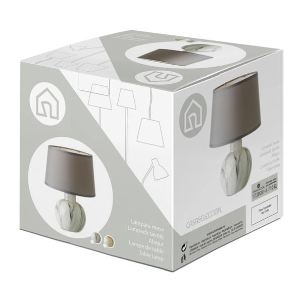 Iš keramikos stalinis šviestuvas smėlio spalvos su tekstiliniu gaubtu (aukštis 26,5 cm) – Casa Selección-image-4