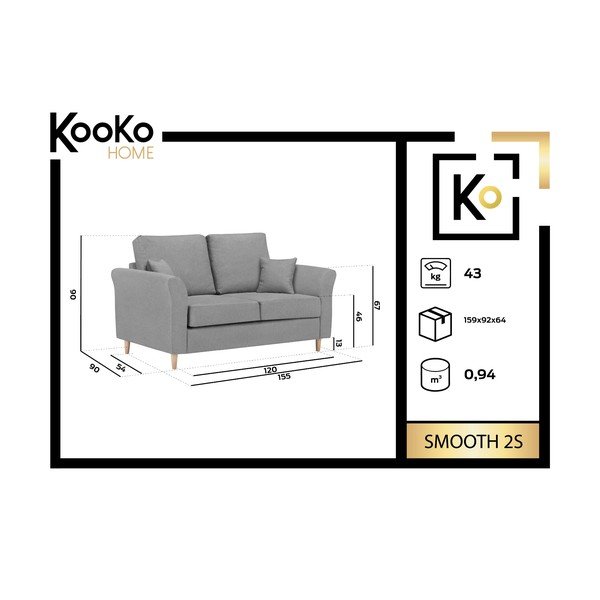Rožinė dvivietė sofa "Kooko Home Smooth-image-1