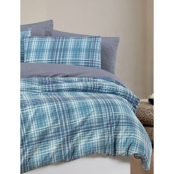 Dvigulė/itin ilga patalynė mėlynos spalvos su paklode/4 dalių 200x220 cm Ekose – Mila Home-image-3