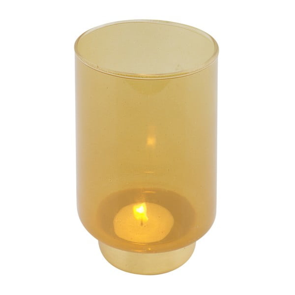 Geltonos spalvos žvakidė WOOOD Lola, aukštis 14 cm