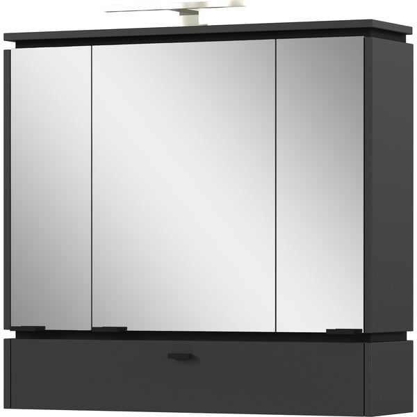Antracito spalvos vonios kambario spintelė su veidrodžiu ir apšvietimu 79x80 cm Modesto - Germania-image-1