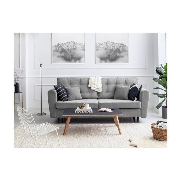 Pilka trivietė sofa-lova su saugykla "Cosmopolitan Design Lyon-image-1