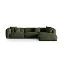 Žalios spalvos iš velveto modulinė kampinė sofa (su dešiniuoju kampu/su gultu) Martina – Micadoni 
