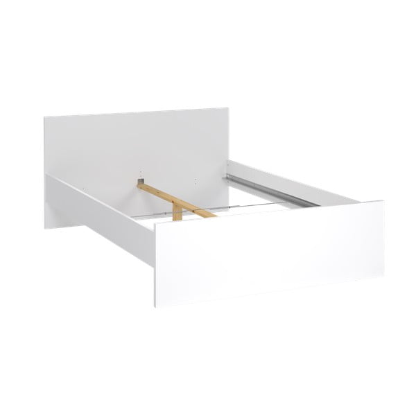 Baltos spalvos dvigulė lova iš medžio drožlių plokštės be grotelių 140x200 cm Naia – Tvilum-image-2