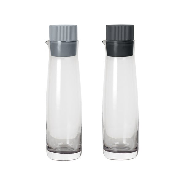 2 butelių nuo acto ir aliejaus su pilku silikoniniu dangteliu rinkinys Blomus