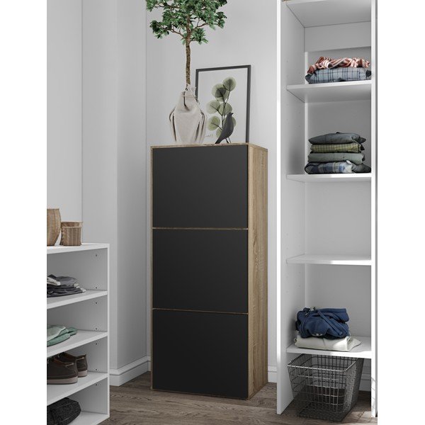 Juoda ąžuolo dekoro batų lentyna Bamboo - TemaHome -image-1
