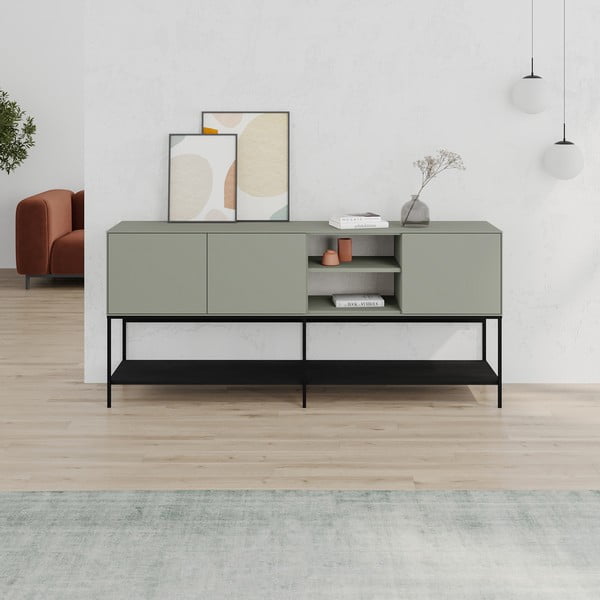 Šoninė spintelė žalios spalvos/juodos spalvos 180x80x40 cm Amira – Marckeric-image-1