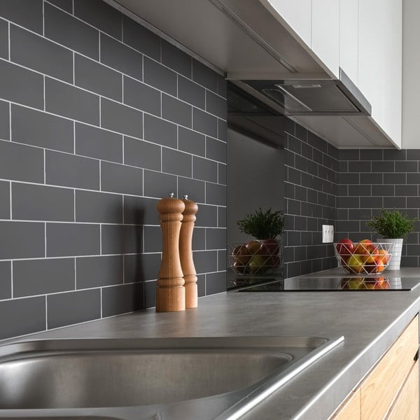 Lipdukų rinkinys plytelėms 30 vnt. 20x10 cm Subway Tiles Grey - Ambiance-image-1