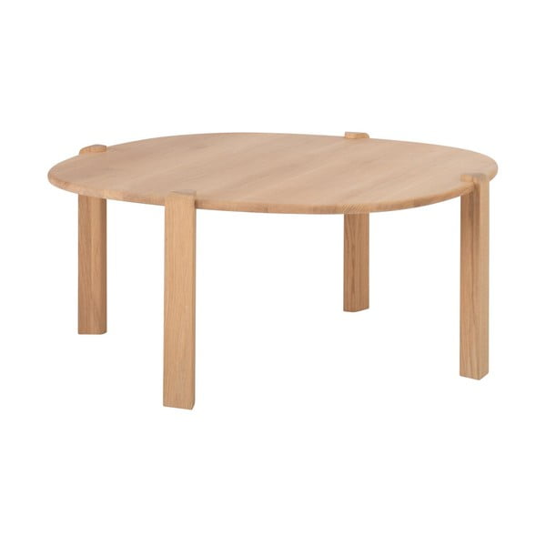 Natūralios spalvos iš ąžuolo masyvo apvalios formos kavos staliukas ø 100 cm Kulin – Gazzda