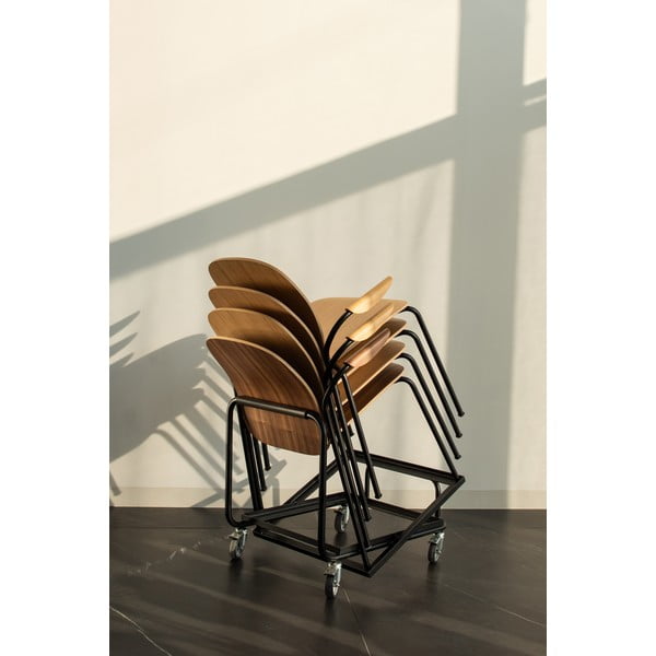 Konjako rudos spalvos/natūralios spalvos valgomojo kėdės su porankiais/galima dėti viena ant kitos 2 vnt. iš riešutmedžio Book – Gazzda-image-1