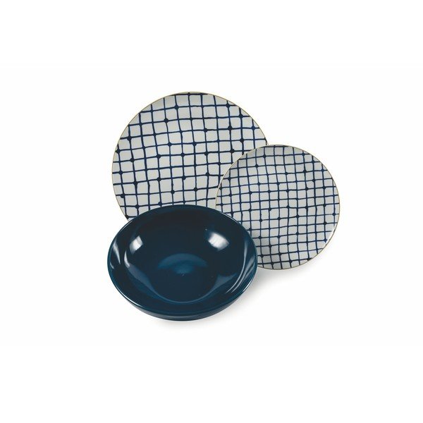 18 dalių porceliano ir akmens masės lėkščių rinkinys VDE Tivoli 1996 Blue Masai-image-3