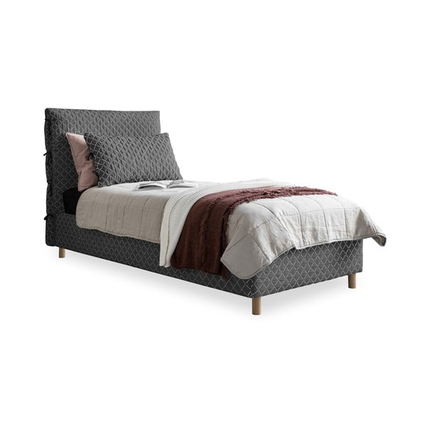 Pilka minkšta viengulė lova su grotelėmis 90x200 cm Sleepy Luna - Miuform