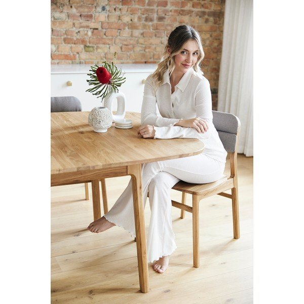 Valgomojo stalas iš ąžuolo masyvo natūralios spalvos 90x200 cm Twig – The Beds-image-1