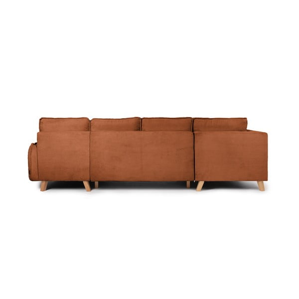 Iš kordinio velveto sulankstoma kampinė sofa oranžinės spalvos (su kairiuoju kampu/„U“ formos) Tori – Bonami Selection-image-4