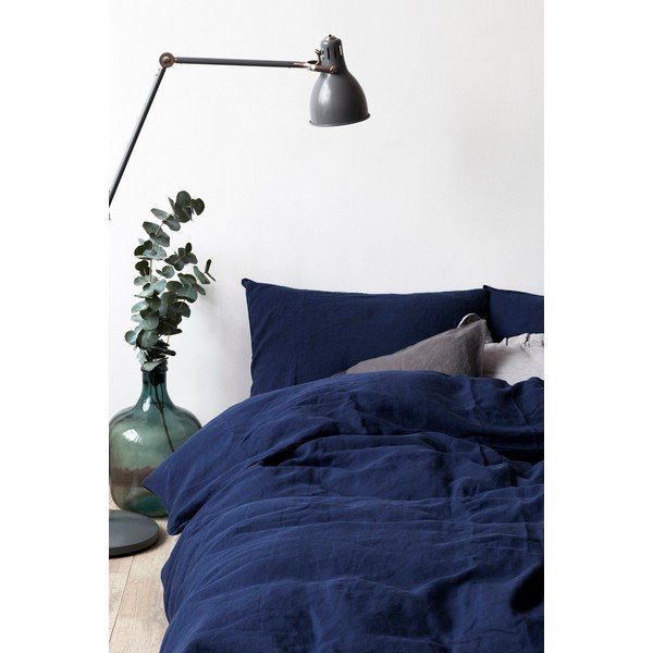 Tamsiai mėlynas lininis antklodės užvalkalas Linen Tales, 140 x 200 cm-image-1