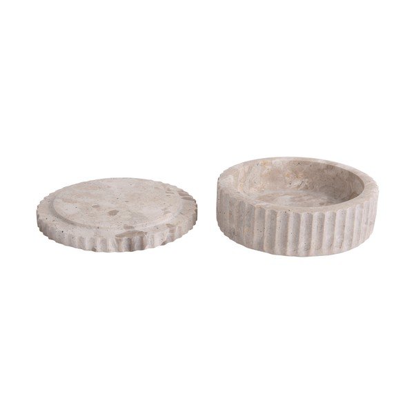 Dekoratyvinė šviesiai rudos spalvos iš akmens daiktadėžė ø 15x6 cm Marble – PT LIVING-image-2