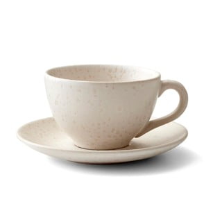 Kreminės spalvos keramikos puodelis su lėkštele Bitz Matte Cream, 240 ml
