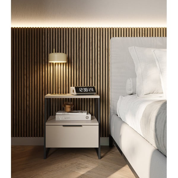 Naktinis staliukas kreminės spalvos Velia – Marckeric-image-1