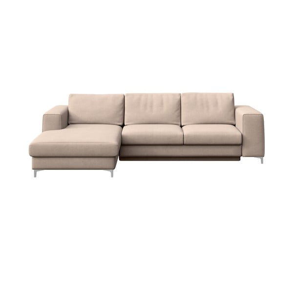 Smėlio spalvos iš velveto sulankstoma/su sandėliavimo vieta kampinė sofa (su kairiuoju kampu/su gultu) Rene – Rodier
