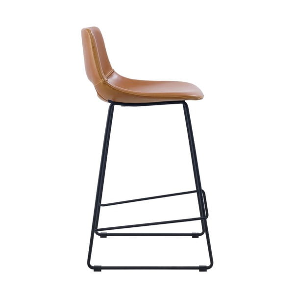 Iš dirbtinės odos baro taburėtės konjako rudos spalvos 2 vnt. (sėdynės aukštis 65 cm) Zahara – Kave Home-image-3