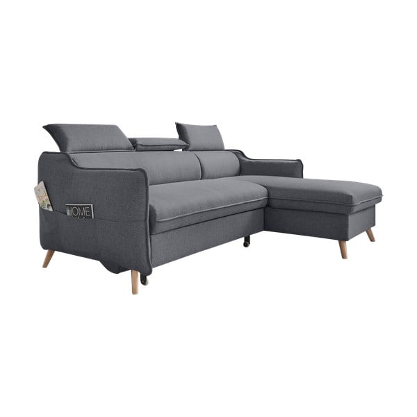 Sulankstoma kampinė sofa tamsiai pilkos spalvos (su dešiniuoju kampu) Sweet Harmony – Miuform