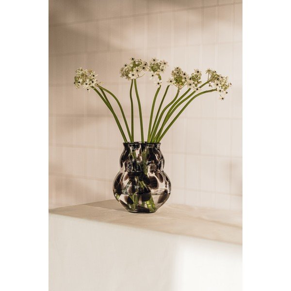 Tamsiai rudos spalvos iš stiklo  rankų darbo vaza (aukštis 22 cm) Dam – noo.ma-image-1