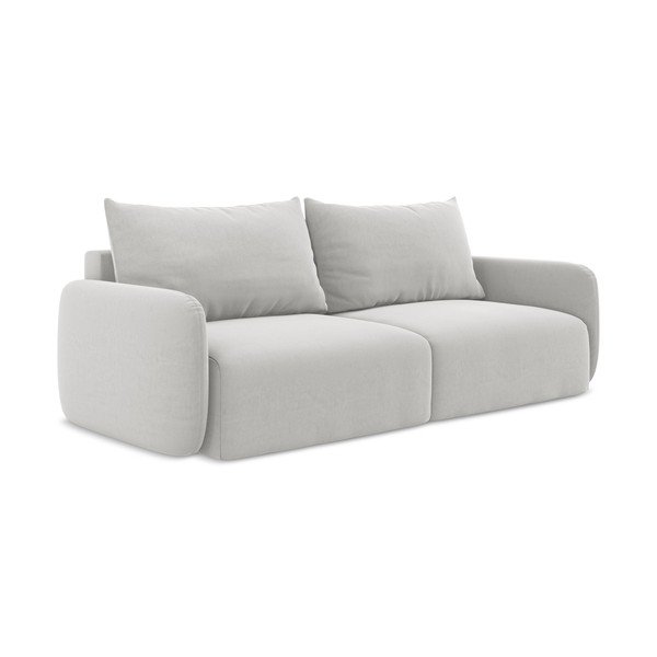 Šviesiai pilkos spalvos sulankstoma/su sandėliavimo vieta sofa iš velveto 238 cm Kalena – Makamii-image-2