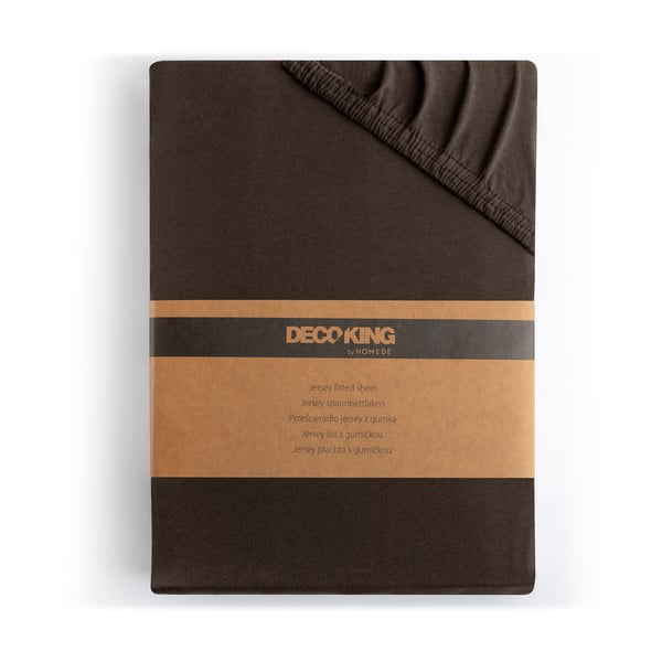 Tamsiai rudos spalvos iš Jersey audinio paklodė su guma 120x200 cm Amber – Restilo-image-4