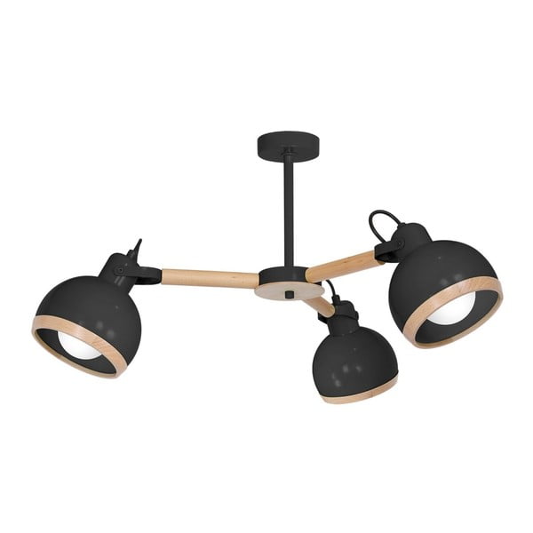 Juodas šviestuvas su medinėmis detalėmis Homemania Oval Tres