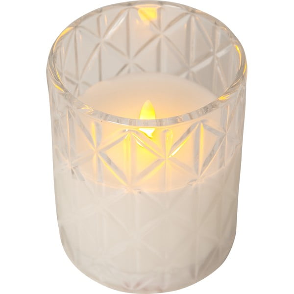 Balta LED vaško žvakė stiklinėje Star Trading Flamme Romb, aukštis 12,5 cm-image-2