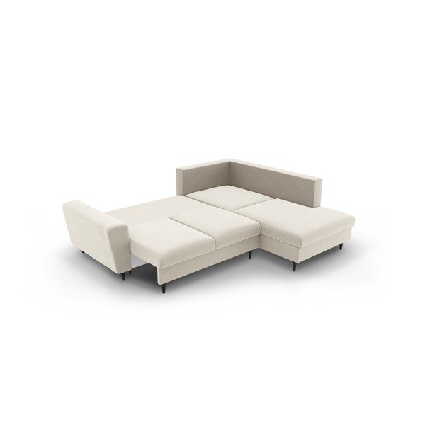 Smėlio spalvos iš velveto sulankstoma/su sandėliavimo vieta kampinė sofa (su dešiniuoju kampu/„L“ formos) Kyoto – Cosmopolitan Design-image-4