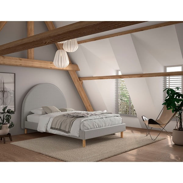 Viengulė lova pilkos spalvos audiniu dengta su lovos grotelėmis 140x200 cm MOON – Vipack-image-3