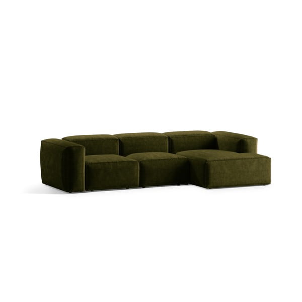 Žalios spalvos iš kordinio velveto kampinė sofa (su dešiniuoju kampu/su gultu) Bergamo – Cosmopolitan Design-image-2