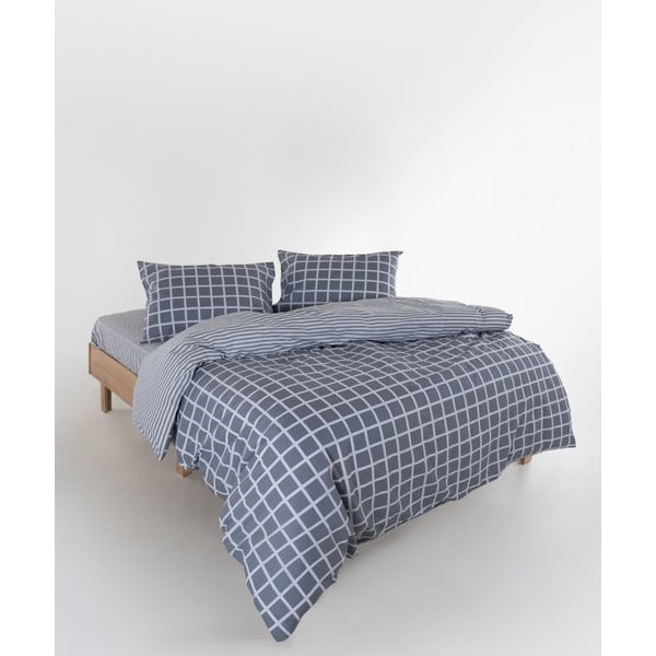 Pilkos spalvos iš ranforce medvilnės dvigulė/itin ilga patalynė 240x220 cm Linear Calm Geometric – Mila Home Luxury-image-2