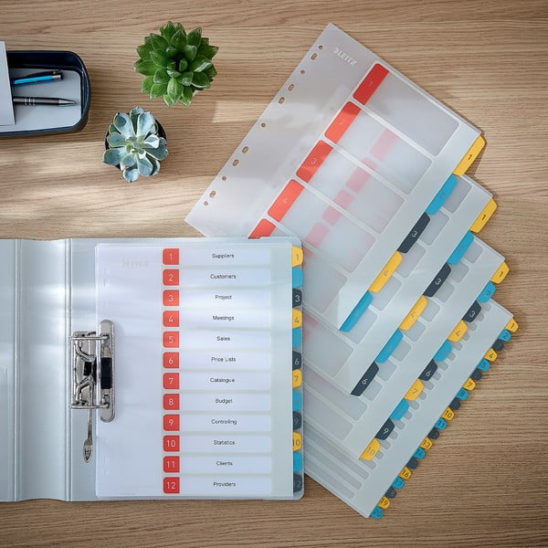 5 plastikinių rodyklių rinkinys su 20 etikečių Leitz, A4-image-1