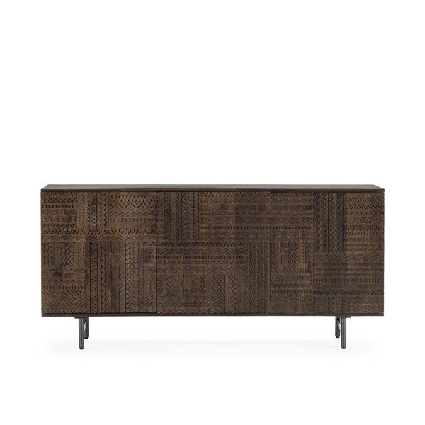 Tamsiai rudos spalvos iš mango masyvo šoninė spintelė 160x75x40 cm Kalai – MOME