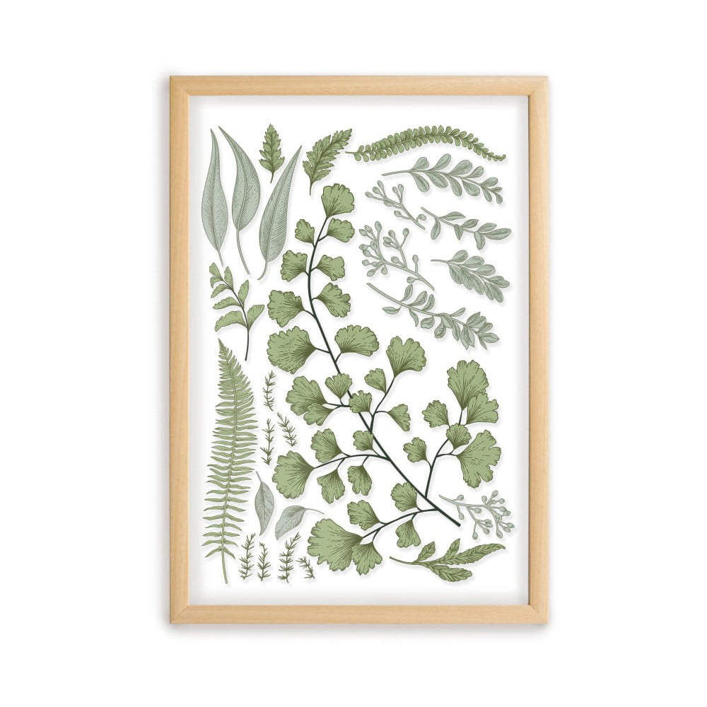 Paveikslas su pušies medžio rėmu Surdic Leafes Collection, 50 x 70 cm