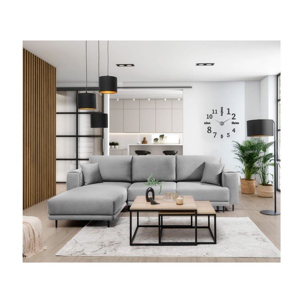 Šviesiai pilkos spalvos iš velveto sulankstoma/su sandėliavimo vieta kampinė sofa (su kairiuoju kampu/su gultu) Dalia – ELTAP-image-3