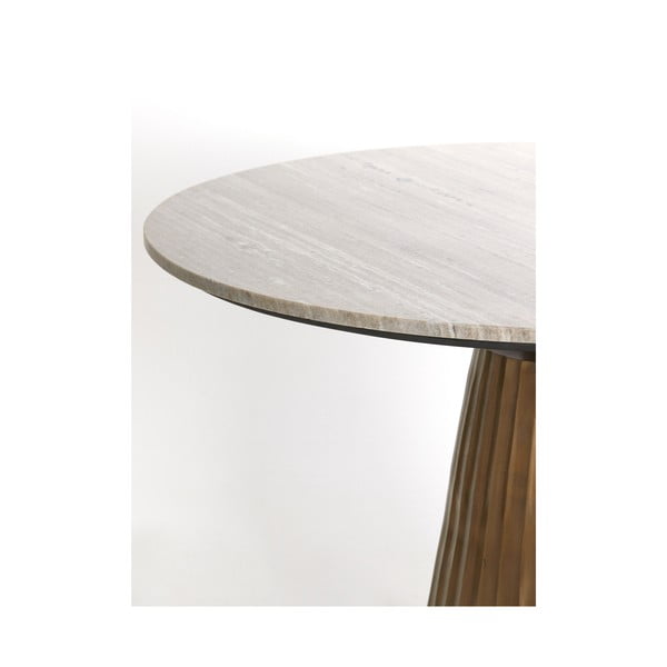 Apvalios formos valgomojo stalas bronzinės spalvos/natūralios spalvos su marmuro dekoro stalviršiu ø 100 cm Rianne – Light & Living-image-1