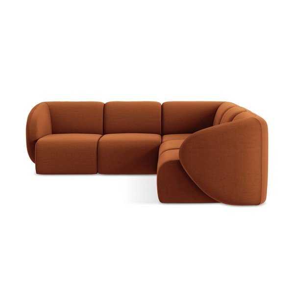 Terakotos spalvos kampinė sofa iš velveto Lani – Makamii-image-2