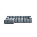 Šviesiai mėlynos spalvos modulinė kampinė sofa iš velveto (su kairiuoju kampu/su gultu) Bellis – Micadoni 