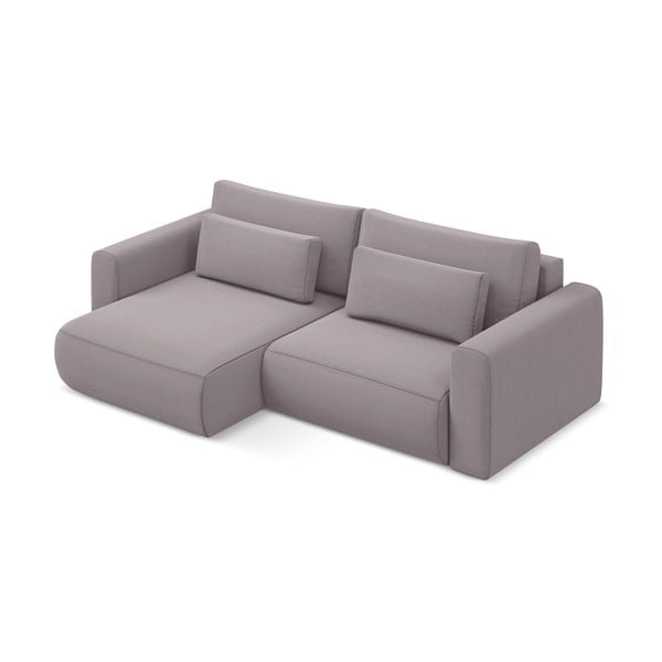 Levandų spalvos iš velveto sulankstoma/su sandėliavimo vieta kampinė sofa (su kairiuoju kampu/su gultu) Kapua – Makamii-image-4
